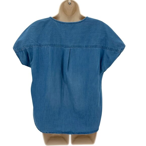 Maurices Womens Lyocell Blend Blue Button-Down V-Neck Top Size M - Picture 3 of 8